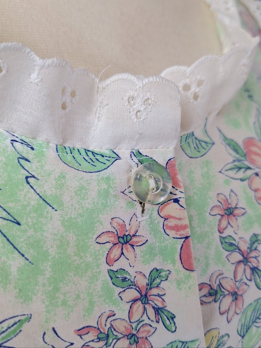 Vintage 80s Floral Sleeveless Midi House Dress M Lace Cottagecore Grannycore - Picture 3 of 6